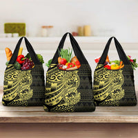 Yellow Couple Dolphins Maori Polynesian Style Grocery Bag LT9 3-pack One Size Yellow - Polynesian Pride