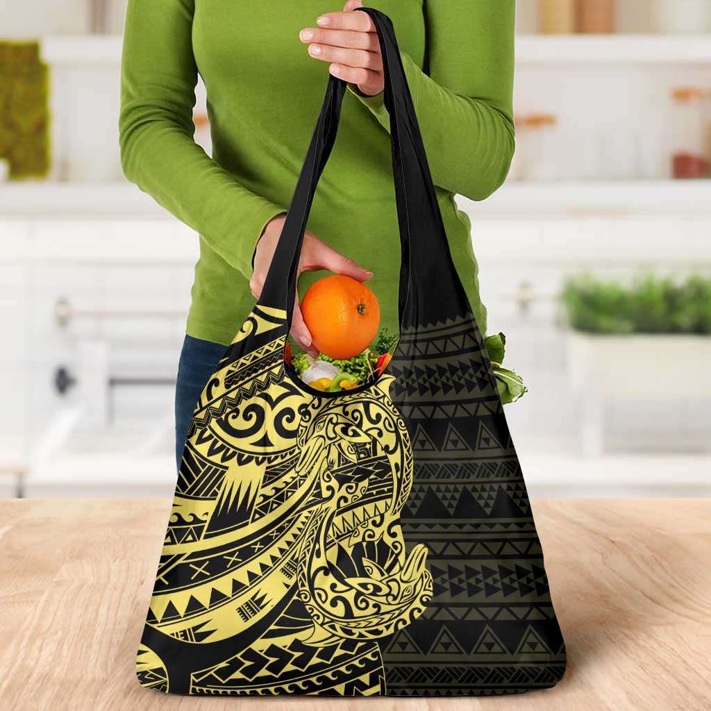 Yellow Couple Dolphins Maori Polynesian Style Grocery Bag LT9 - Polynesian Pride