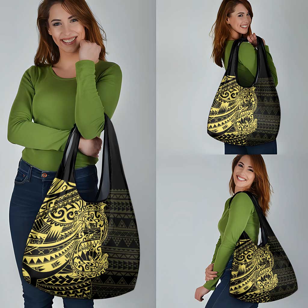 Yellow Couple Dolphins Maori Polynesian Style Grocery Bag LT9 - Polynesian Pride