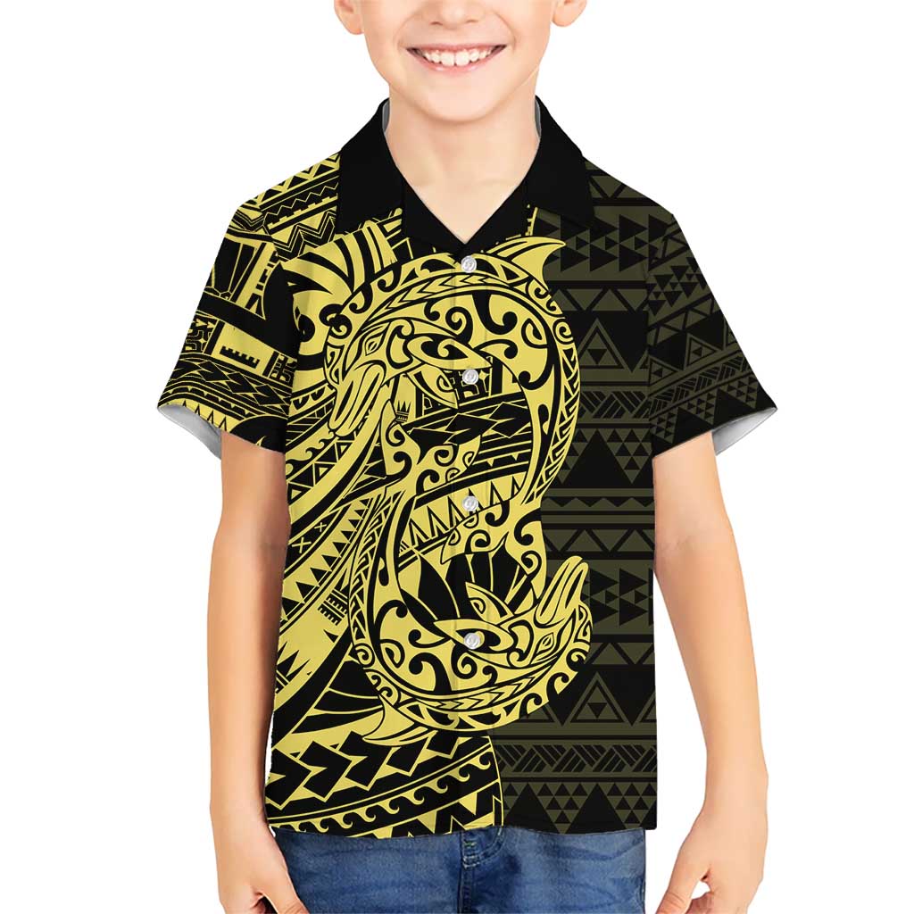 Yellow Couple Dolphins Maori Polynesian Style Hawaiian Shirt LT9 - Polynesian Pride