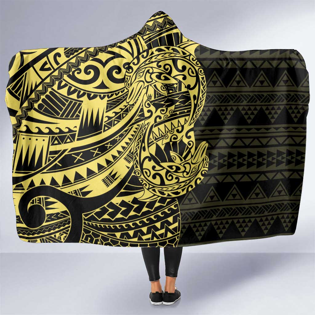 Yellow Couple Dolphins Maori Polynesian Style Hooded Blanket LT9 One Size Yellow - Polynesian Pride
