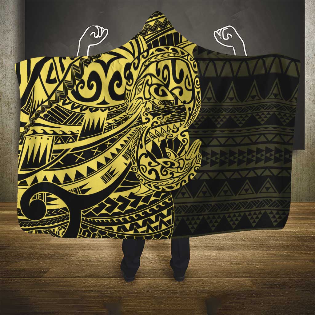 Yellow Couple Dolphins Maori Polynesian Style Hooded Blanket LT9 - Polynesian Pride