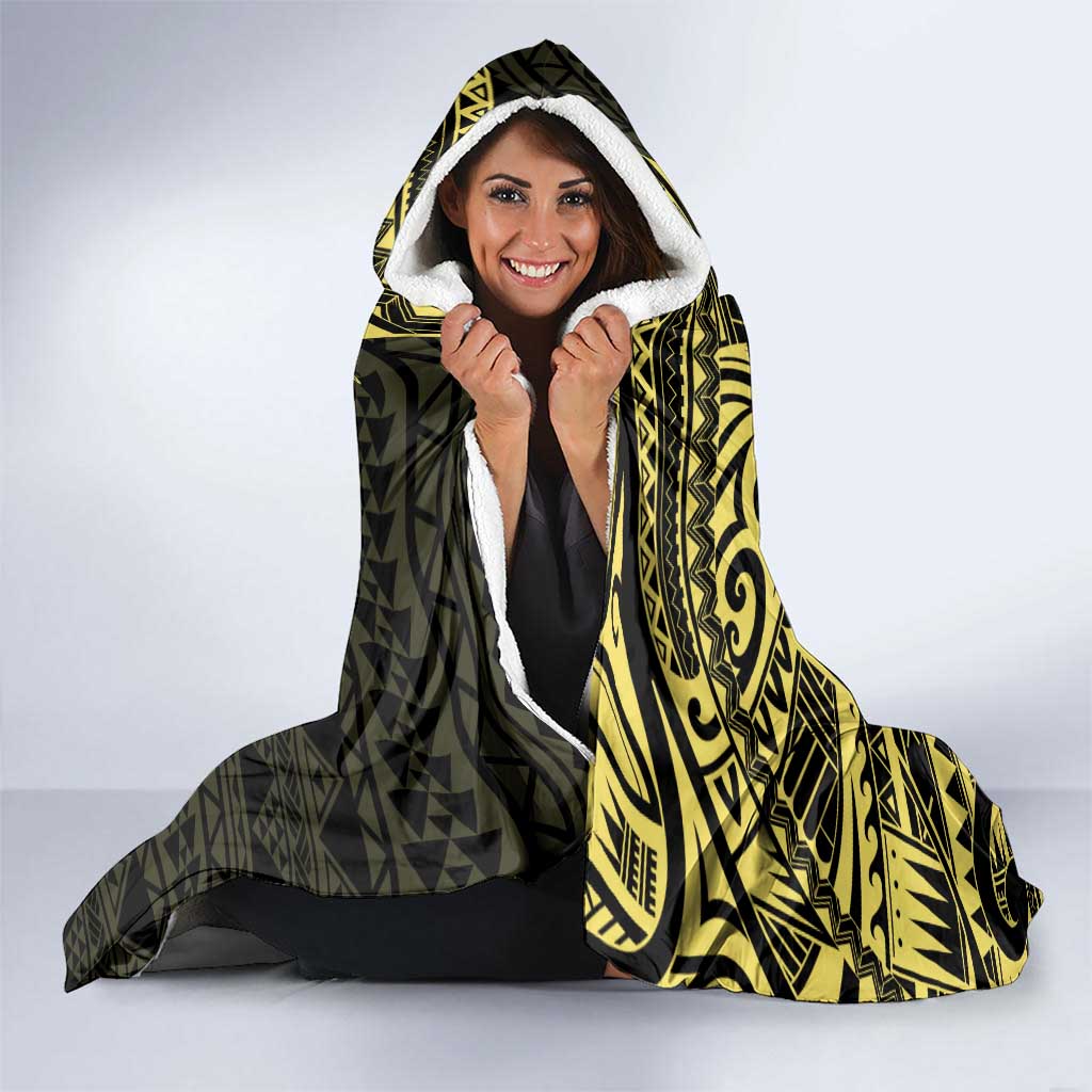Yellow Couple Dolphins Maori Polynesian Style Hooded Blanket LT9 - Polynesian Pride