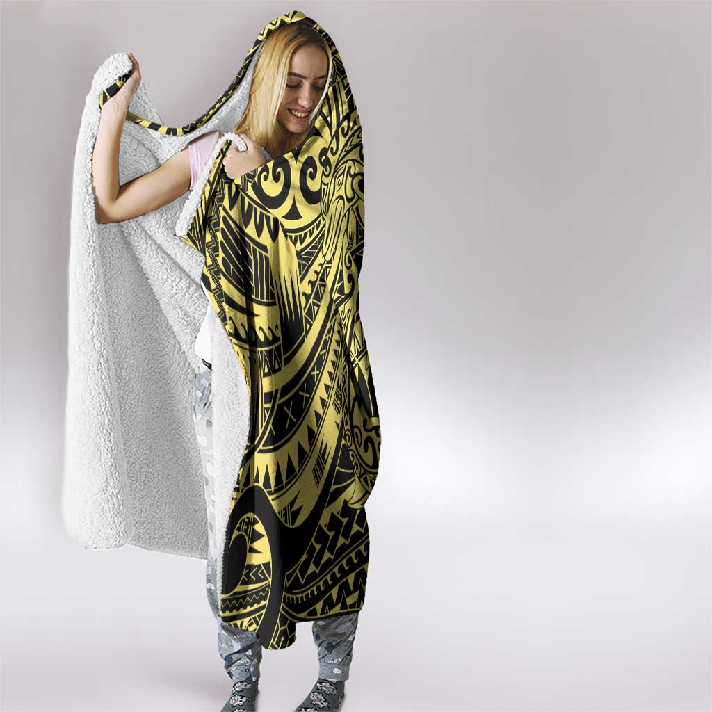 Yellow Couple Dolphins Maori Polynesian Style Hooded Blanket LT9 - Polynesian Pride