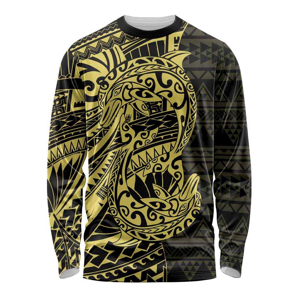 Yellow Couple Dolphins Maori Polynesian Style Long Sleeve Shirt LT9 Unisex Yellow - Polynesian Pride