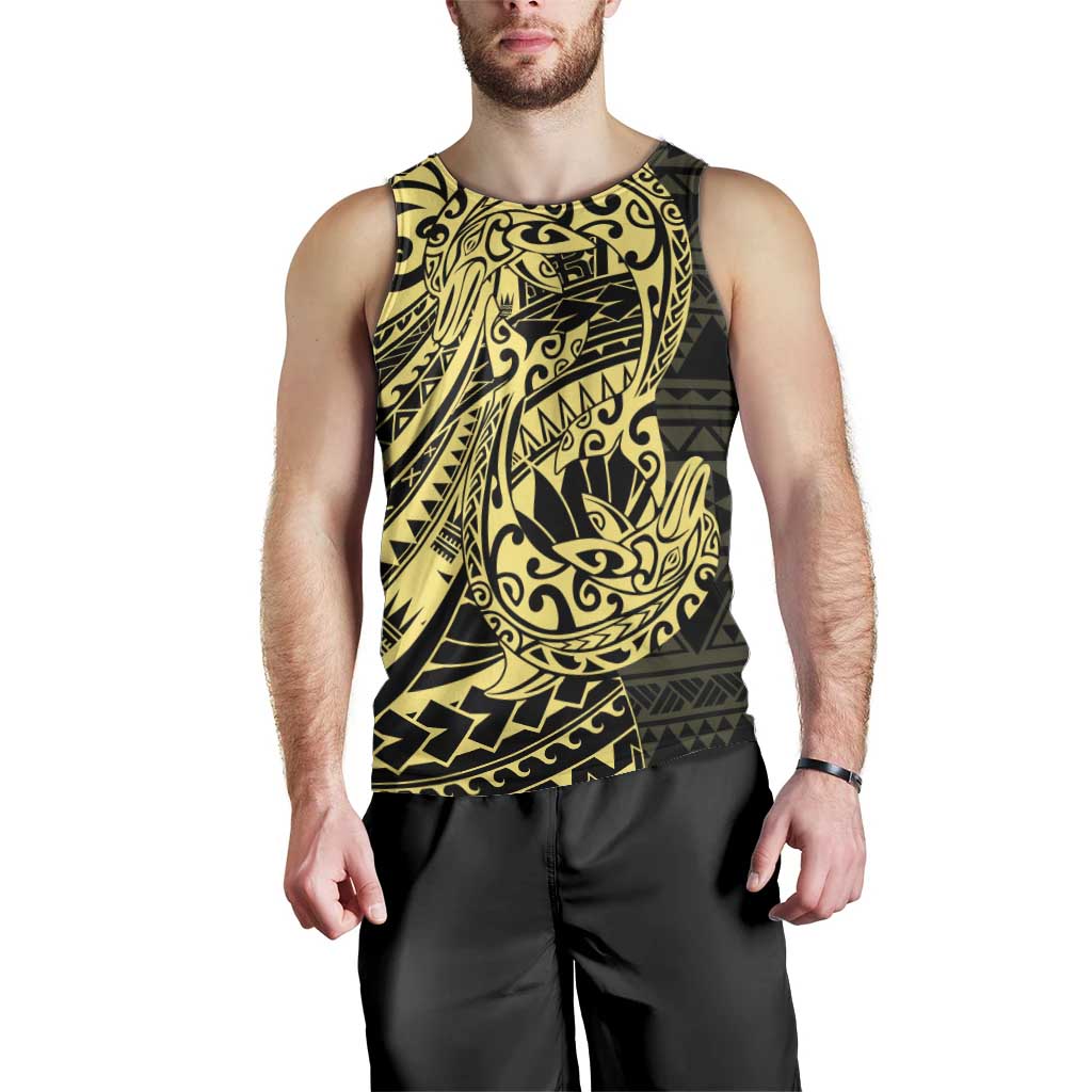 Yellow Couple Dolphins Maori Polynesian Style Men Tank Top LT9 - Polynesian Pride