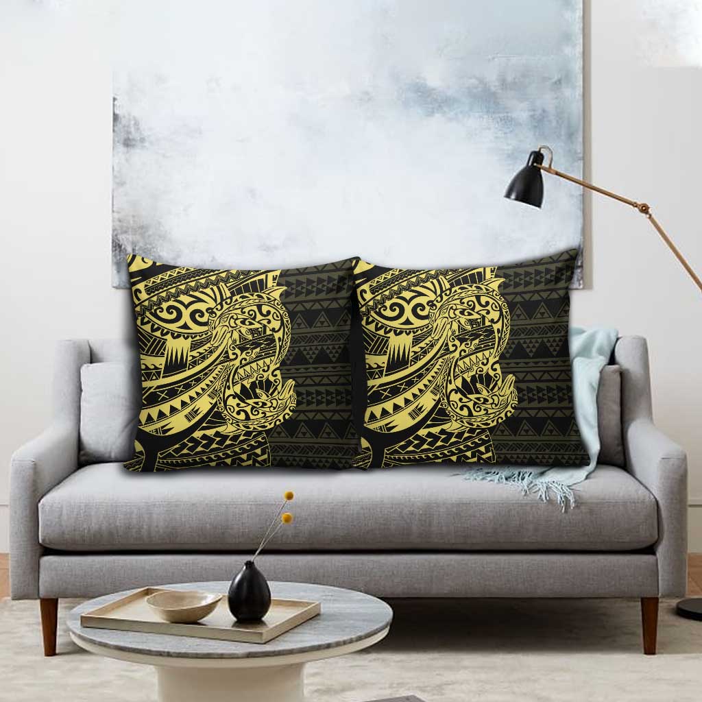 Yellow Couple Dolphins Maori Polynesian Style Pillow Cover - Polynesian Pride