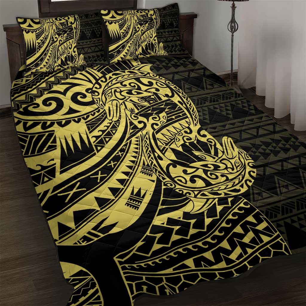 Yellow Couple Dolphins Maori Polynesian Style Quilt Bed Set LT9 Yellow - Polynesian Pride