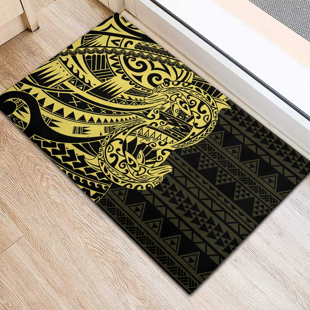 Yellow Couple Dolphins Maori Polynesian Style Rubber Doormat LT9 - Polynesian Pride