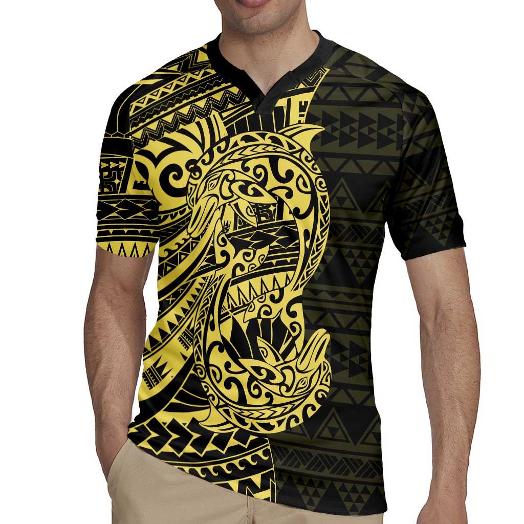 Yellow Couple Dolphins Maori Polynesian Style Rugby Jersey