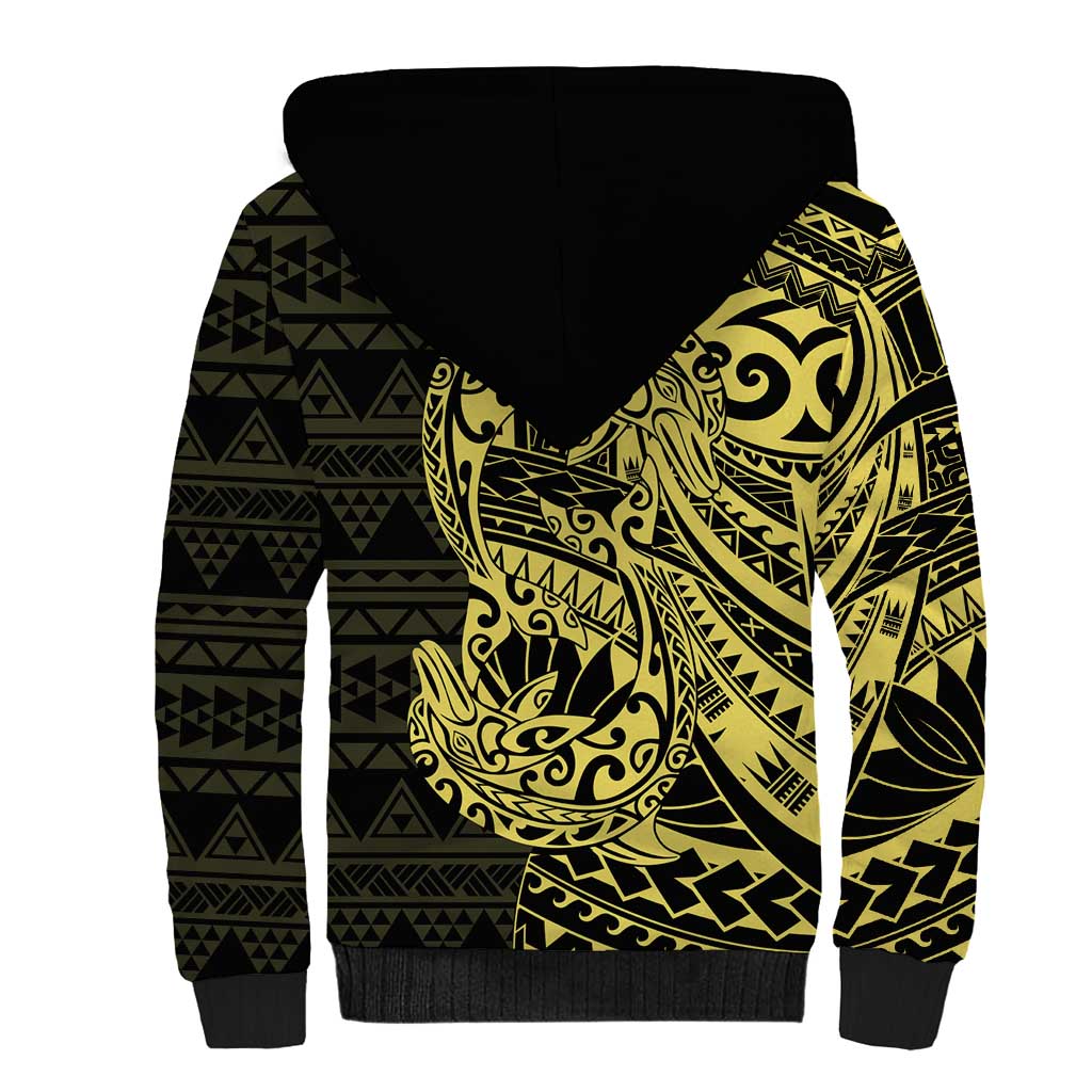Yellow Couple Dolphins Maori Polynesian Style Sherpa Hoodie LT9 - Polynesian Pride