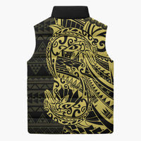 Yellow Couple Dolphins Maori Polynesian Style Sleeveless Puffer Jacket - Polynesian Pride