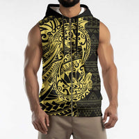 Yellow Couple Dolphins Maori Polynesian Style Sleeveless Zip Hoodie - Polynesian Pride