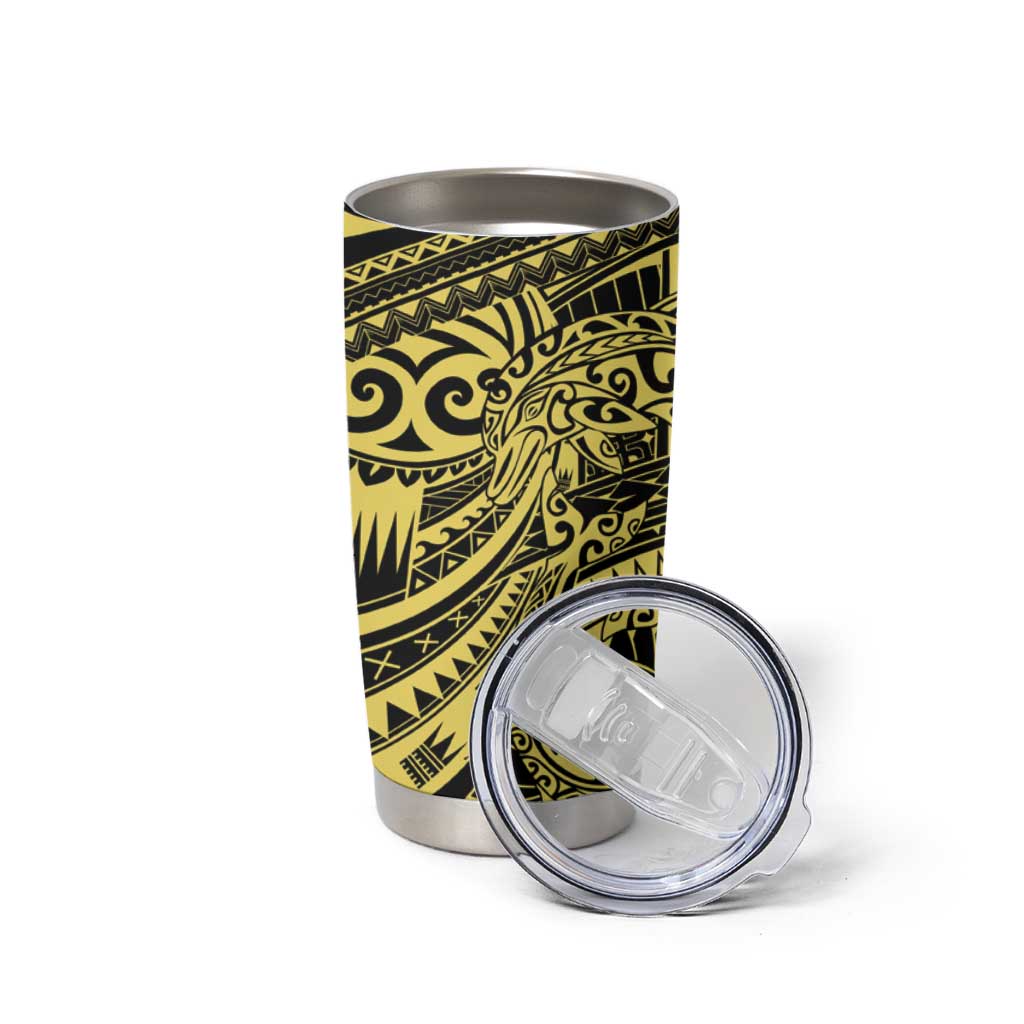 Yellow Couple Dolphins Maori Polynesian Style Tumbler Cup LT9 - Polynesian Pride