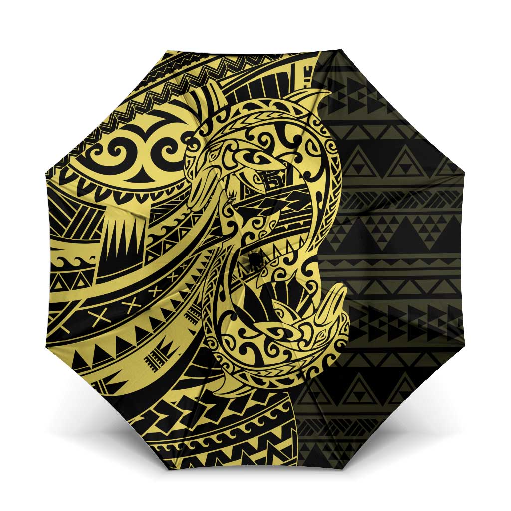 Yellow Couple Dolphins Maori Polynesian Style Umbrella - Polynesian Pride