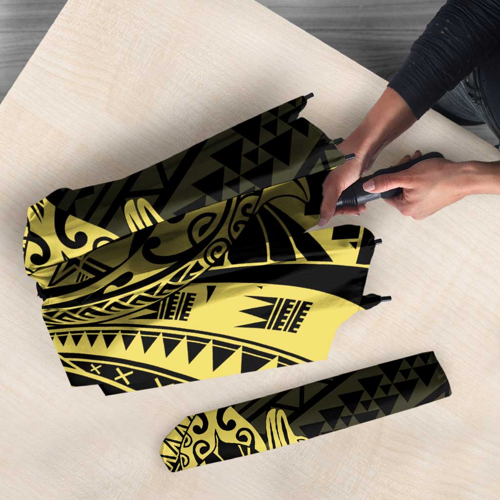 Yellow Couple Dolphins Maori Polynesian Style Umbrella - Polynesian Pride