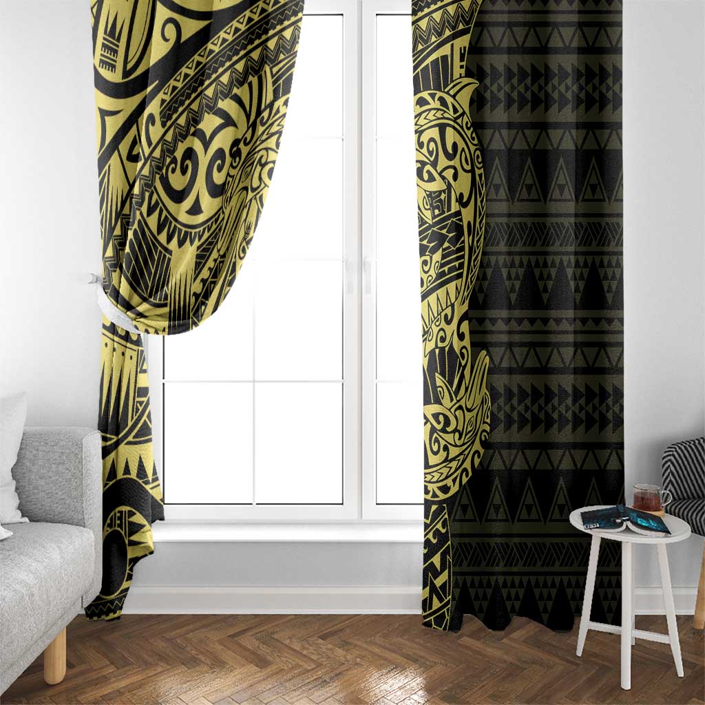 Yellow Couple Dolphins Maori Polynesian Style Window Curtain LT9 - Polynesian Pride
