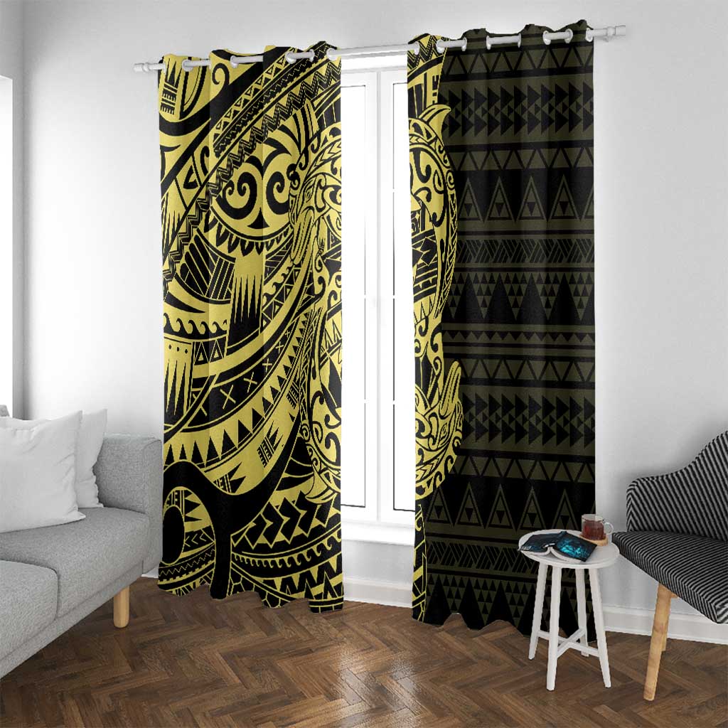 Yellow Couple Dolphins Maori Polynesian Style Window Curtain LT9 With Grommets Yellow - Polynesian Pride