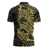 Yellow Couple Dolphins Maori Polynesian Style Zipper Polo Shirt - Polynesian Pride