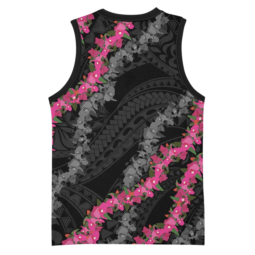 Guam Bougainvillea Lei Basketball Jersey Chamorro Tribal Pattern - Polynesian Pride