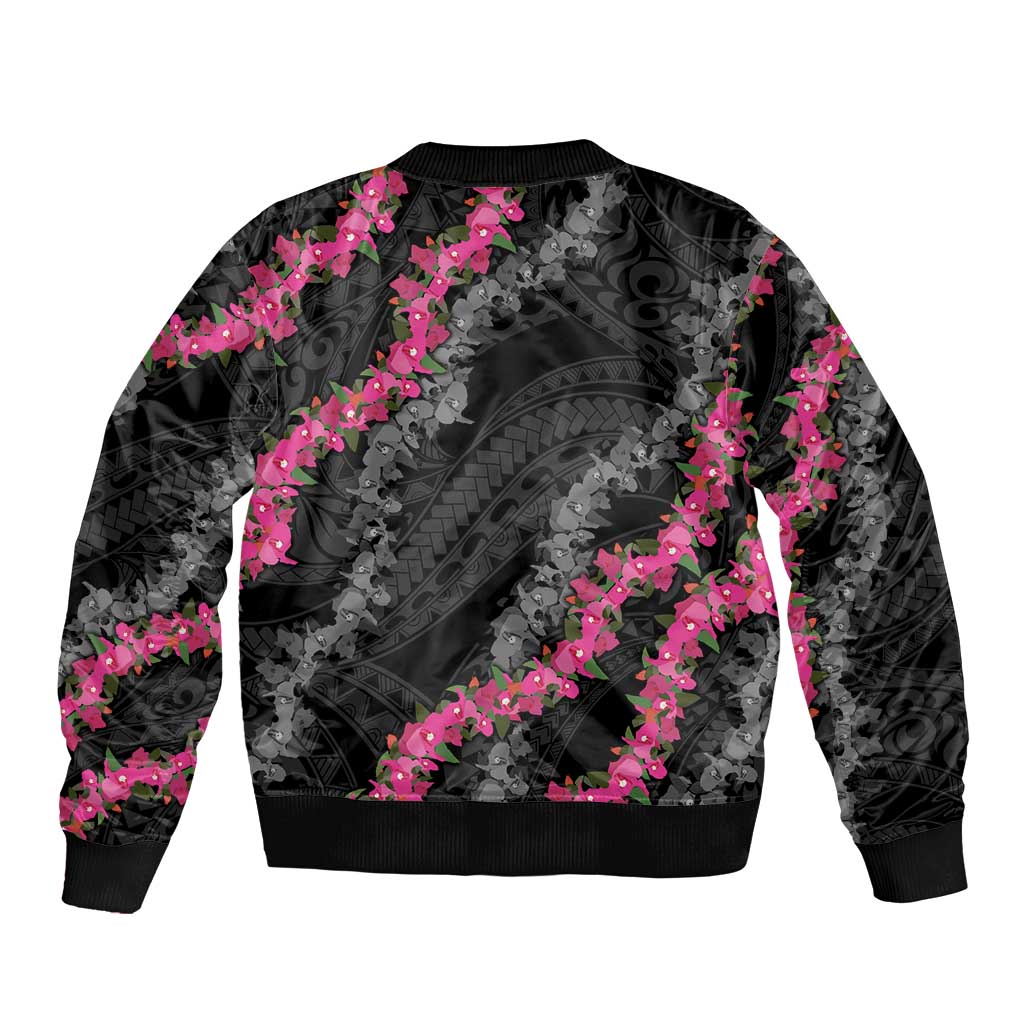 Guam Bougainvillea Lei Bomber Jacket Chamorro Tribal Pattern