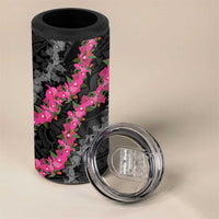 Guam Bougainvillea Lei 4 in 1 Can Cooler Tumbler Chamorro Tribal Pattern