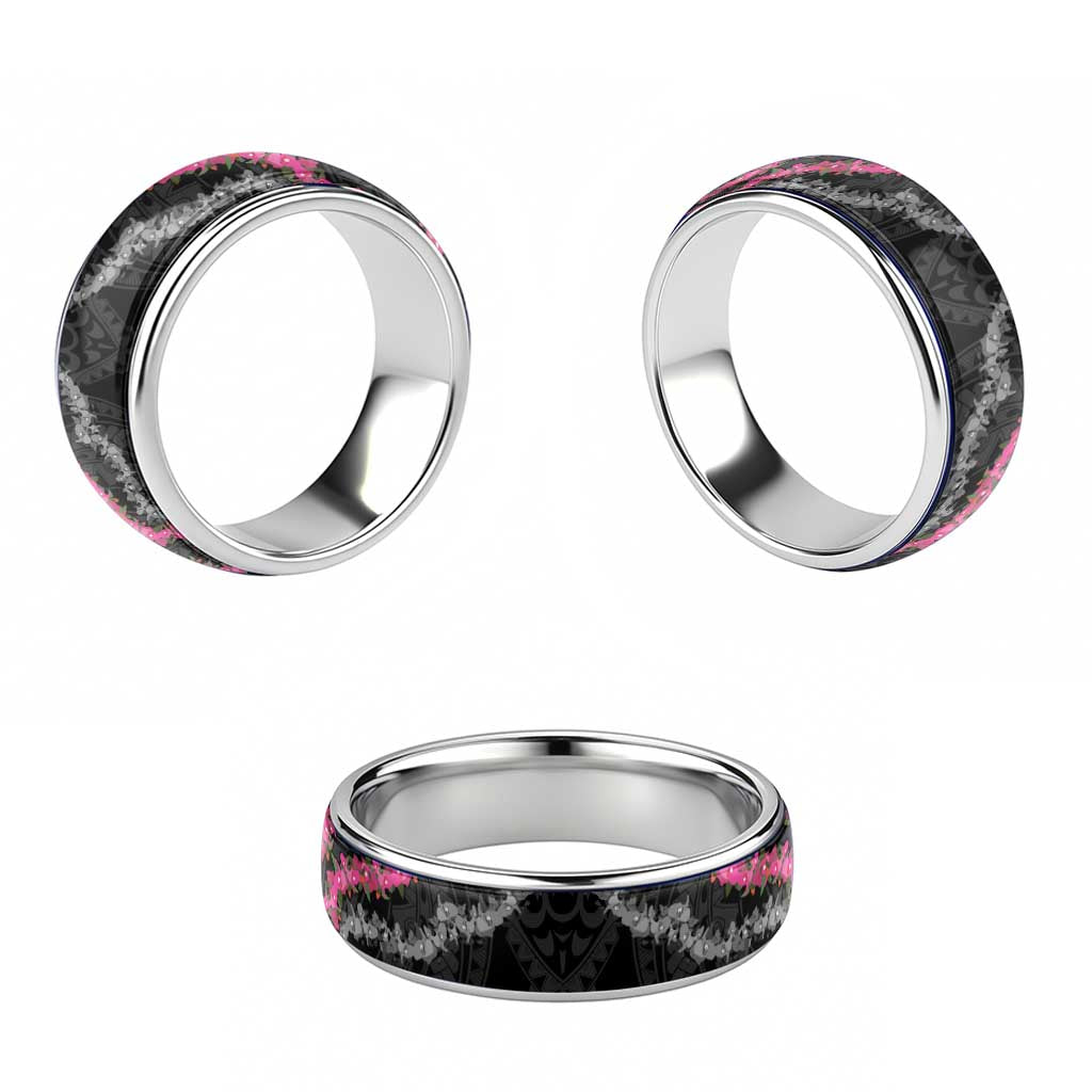 Guam Bougainvillea Lei Classic Ring Chamorro Tribal Pattern LT9 - Polynesian Pride