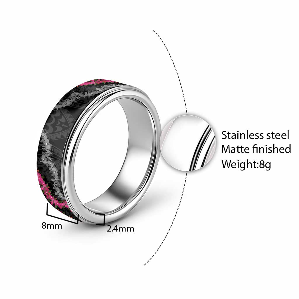 Guam Bougainvillea Lei Classic Ring Chamorro Tribal Pattern LT9 - Polynesian Pride