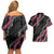 Guam Bougainvillea Lei Couples Matching Off Shoulder Short Dress and Hawaiian Shirt Chamorro Tribal Pattern