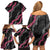 Guam Bougainvillea Lei Family Matching Off Shoulder Short Dress and Hawaiian Shirt Chamorro Tribal Pattern