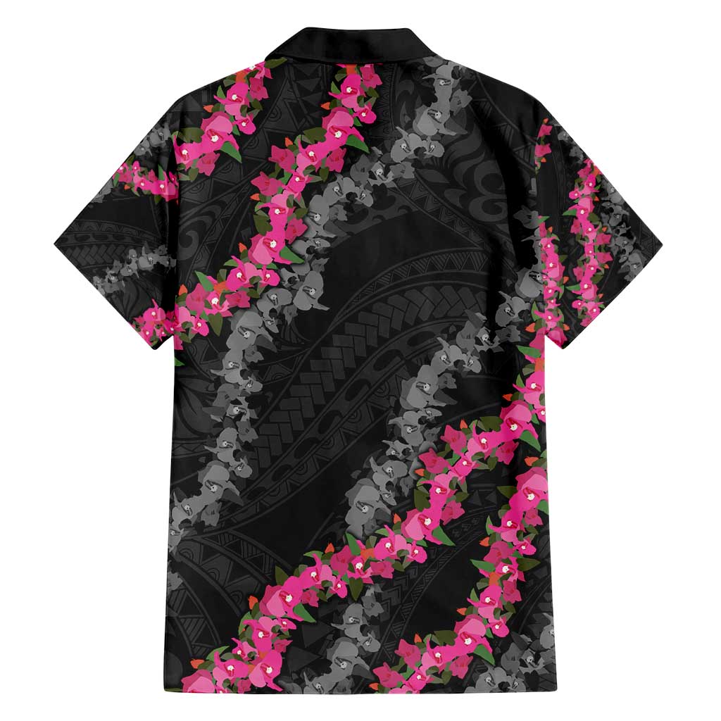 Guam Bougainvillea Lei Family Matching Puletasi and Hawaiian Shirt Chamorro Tribal Pattern