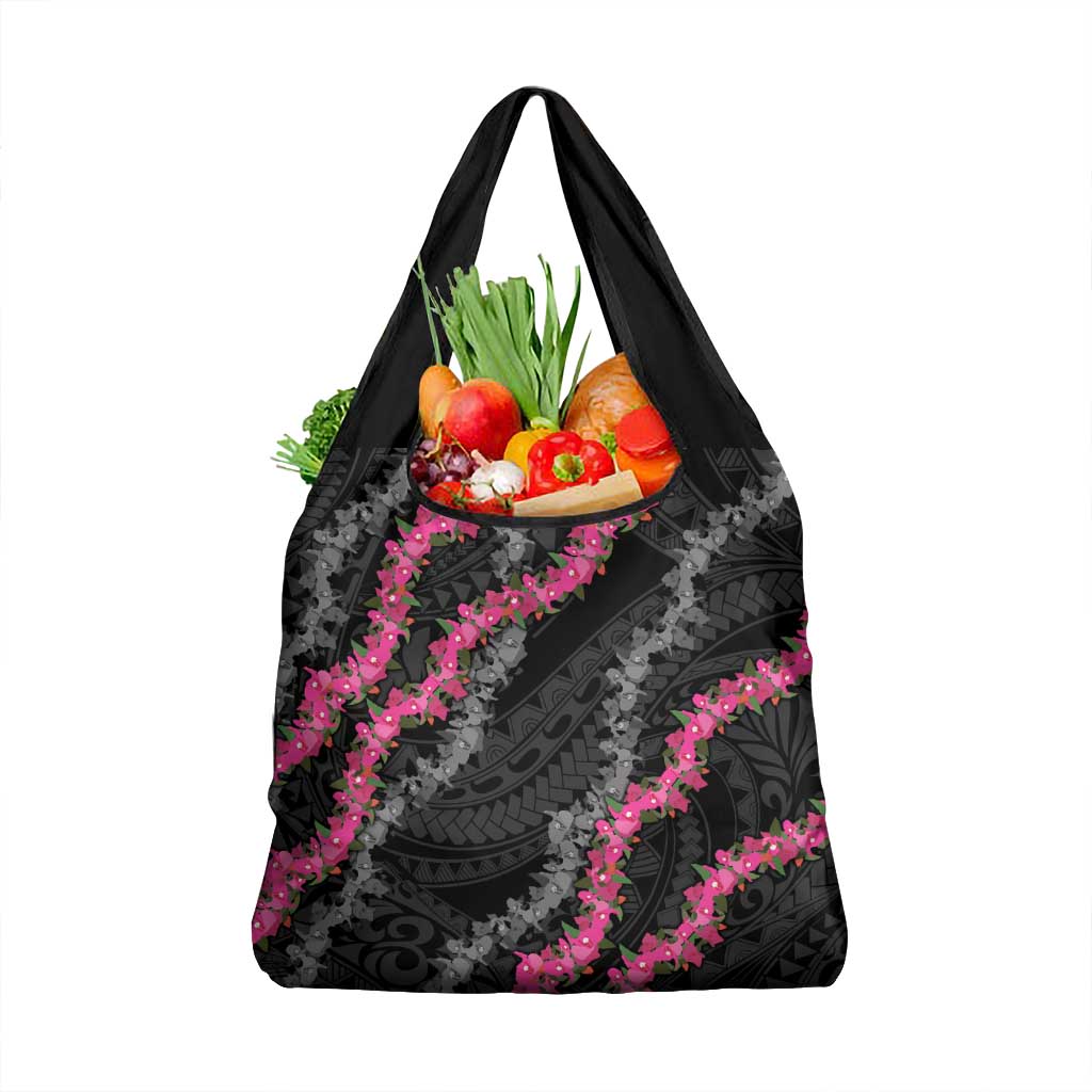 Guam Bougainvillea Lei Grocery Bag Chamorro Tribal Pattern