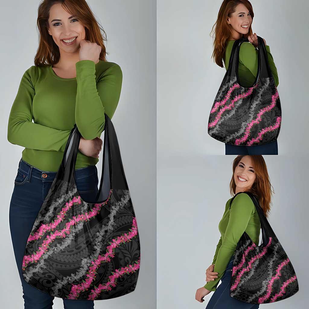 Guam Bougainvillea Lei Grocery Bag Chamorro Tribal Pattern