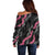 Guam Bougainvillea Lei Off Shoulder Sweater Chamorro Tribal Pattern