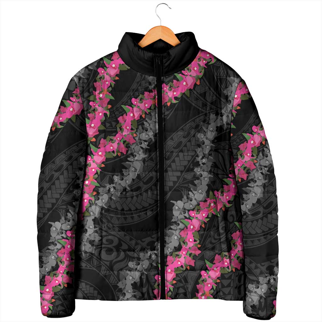 Guam Bougainvillea Lei Padded Jacket Chamorro Tribal Pattern - Polynesian Pride