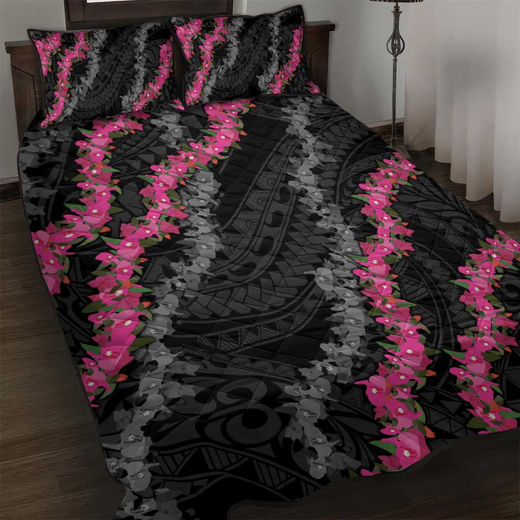 Guam Bougainvillea Lei Quilt Bed Set Chamorro Tribal Pattern