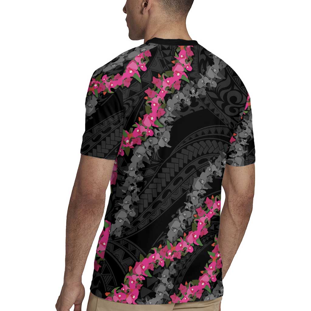 Guam Bougainvillea Lei Rugby Jersey Chamorro Tribal Pattern