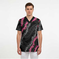 Guam Bougainvillea Lei Scrub Top Chamorro Tribal Pattern LT9 - Polynesian Pride