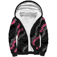 Guam Bougainvillea Lei Sherpa Hoodie Chamorro Tribal Pattern