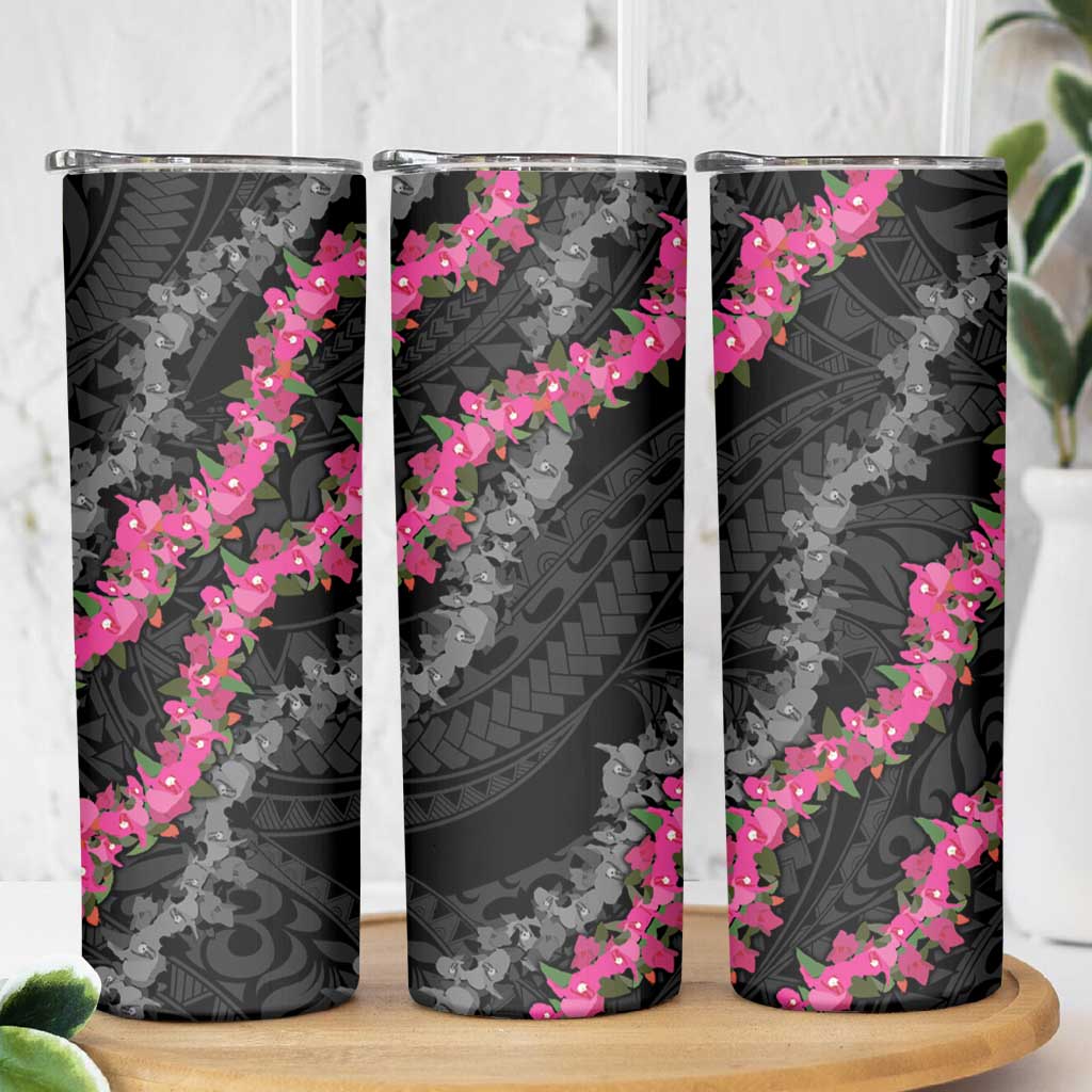 Guam Bougainvillea Lei Skinny Tumbler Chamorro Tribal Pattern