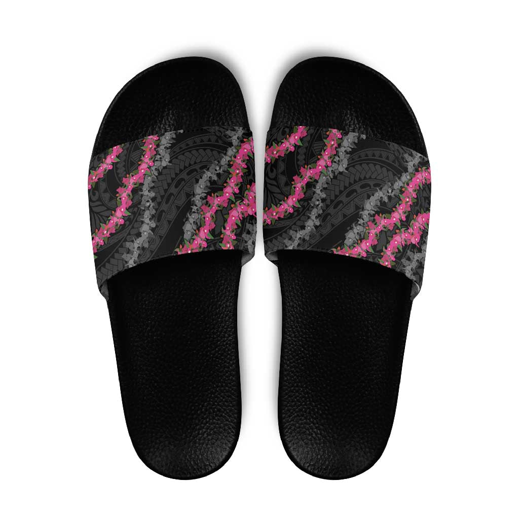 Guam Bougainvillea Lei Slide Sandals Chamorro Tribal Pattern - Polynesian Pride