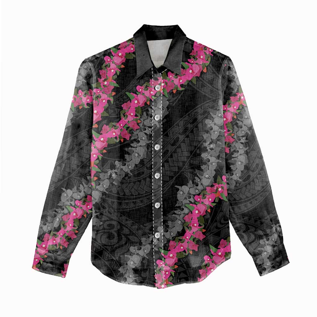 Guam Bougainvillea Lei Women Casual Shirt Chamorro Tribal Pattern