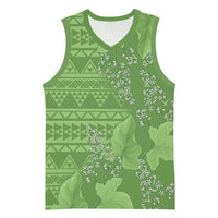 Hawaii Molokai Island Kukui Nut Flowers Basketball Jersey Tribal Kakau Pattern - Polynesian Pride