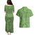 Hawaii Molokai Island Kukui Nut Flowers Couples Matching Puletasi and Hawaiian Shirt Tribal Kakau Pattern