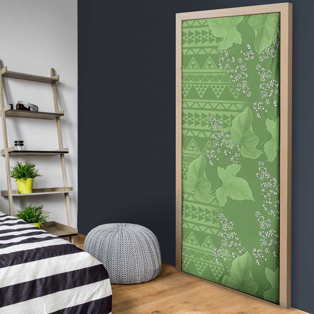 Hawaii Molokai Island Kukui Nut Flowers Door Cover Tribal Kakau Pattern - Polynesian Pride