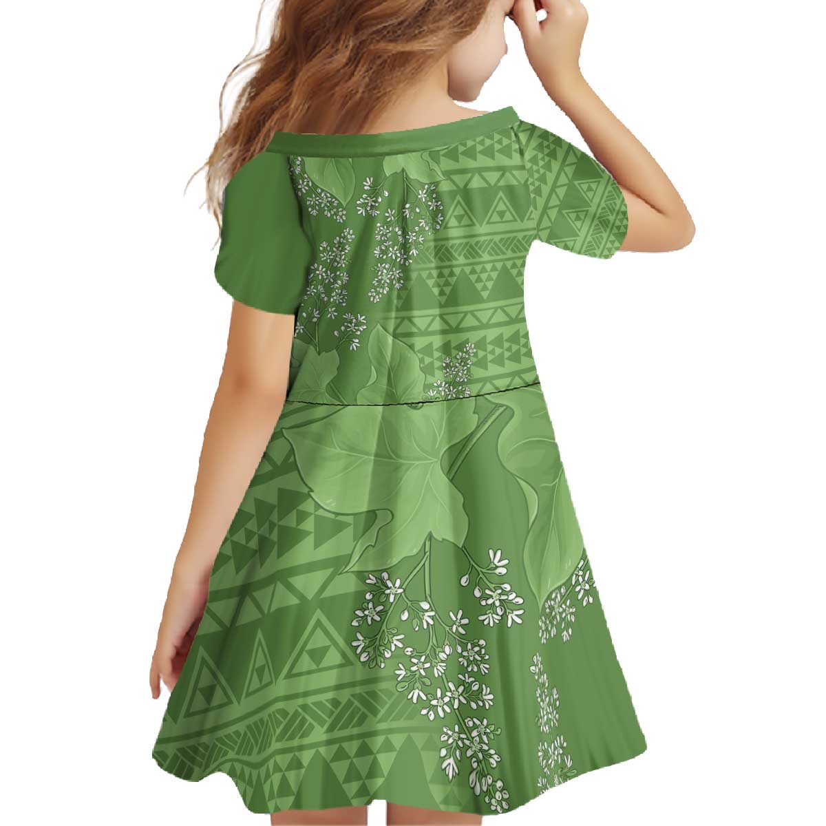 Hawaii Molokai Island Kukui Nut Flowers Family Matching Off The Shoulder Long Sleeve Dress and Hawaiian Shirt Tribal Kakau Pattern