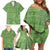 Hawaii Molokai Island Kukui Nut Flowers Family Matching Off Shoulder Short Dress and Hawaiian Shirt Tribal Kakau Pattern