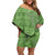 Hawaii Molokai Island Kukui Nut Flowers Family Matching Off Shoulder Short Dress and Hawaiian Shirt Tribal Kakau Pattern