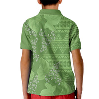 Hawaii Molokai Island Kukui Nut Flowers Kid Polo Shirt Tribal Kakau Pattern