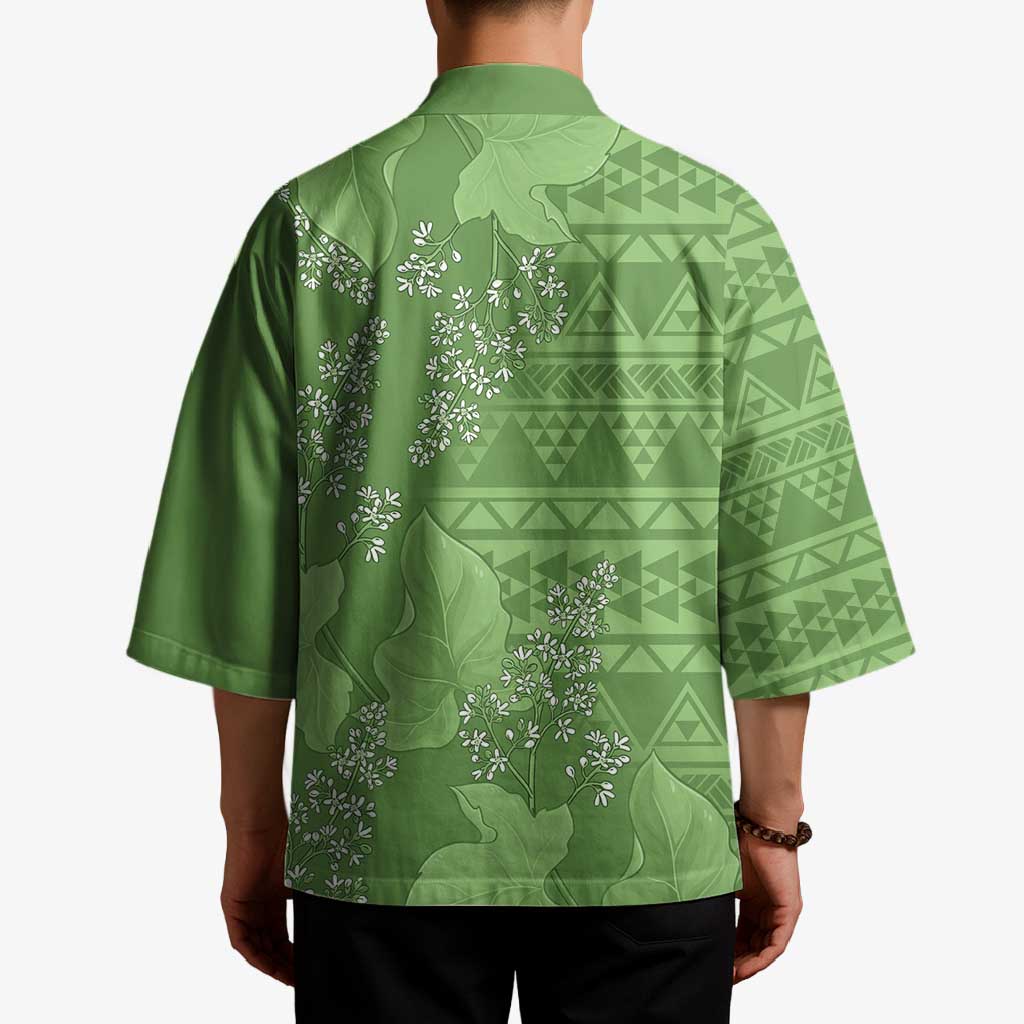 Hawaii Molokai Island Kukui Nut Flowers Kimono Tribal Kakau Pattern - Polynesian Pride